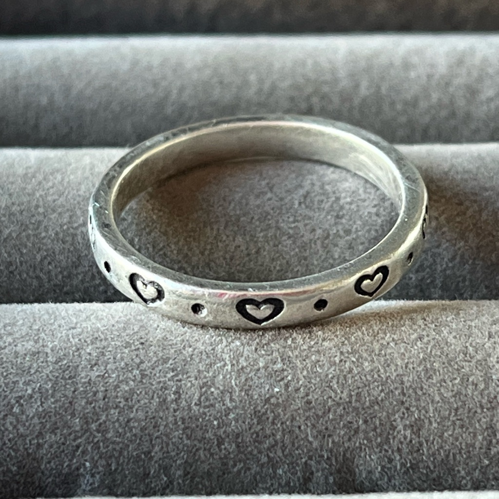 James Avery Retired Silver Love Heart Stackable Ring Size 9